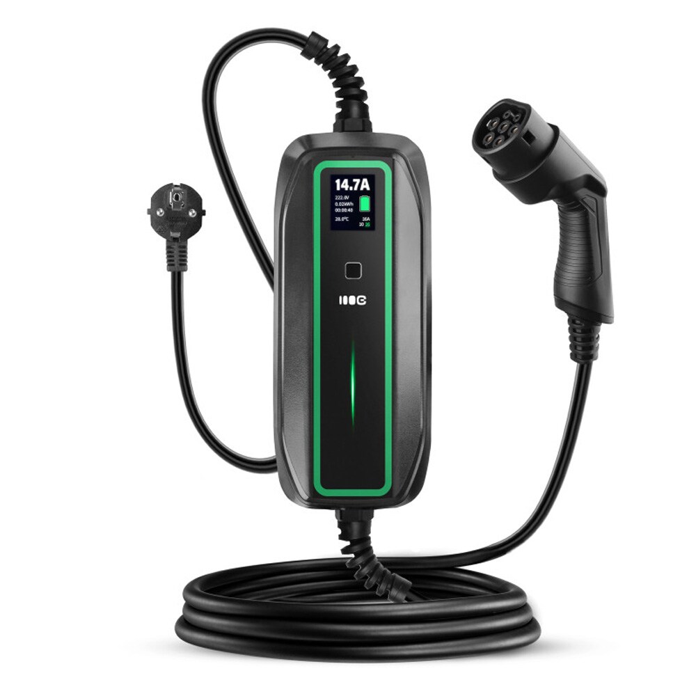Green Cell-ladekabel 3,6 kW, Schuko Type 2, 5,5 m / Mobil elbiloplader / Type 2-oplader