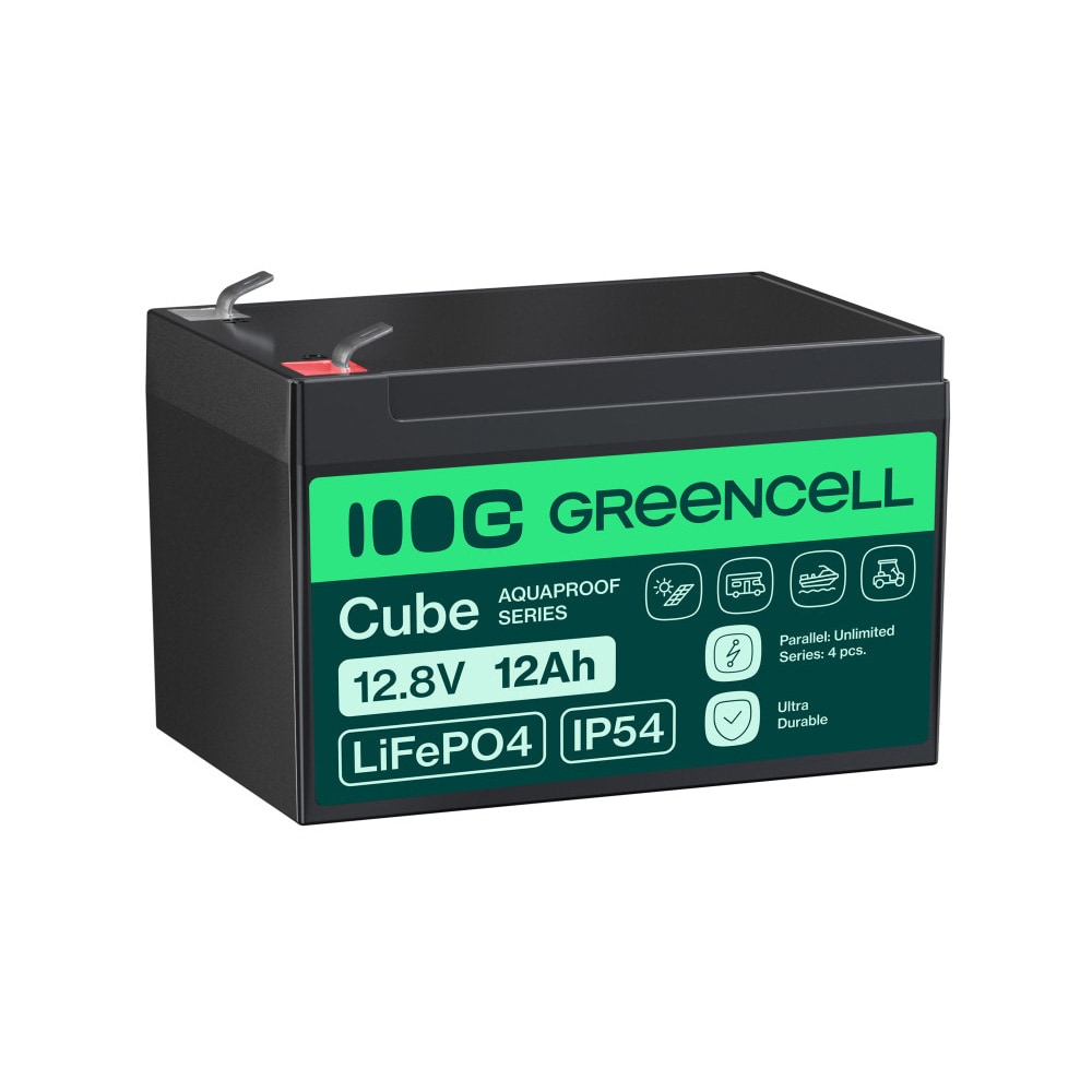 Green Cell CUBE LiFePO4 12 Ah 12,8 V 153,6 Wh litiumbatteri / LiFePO4-batteri / LFP-batteri