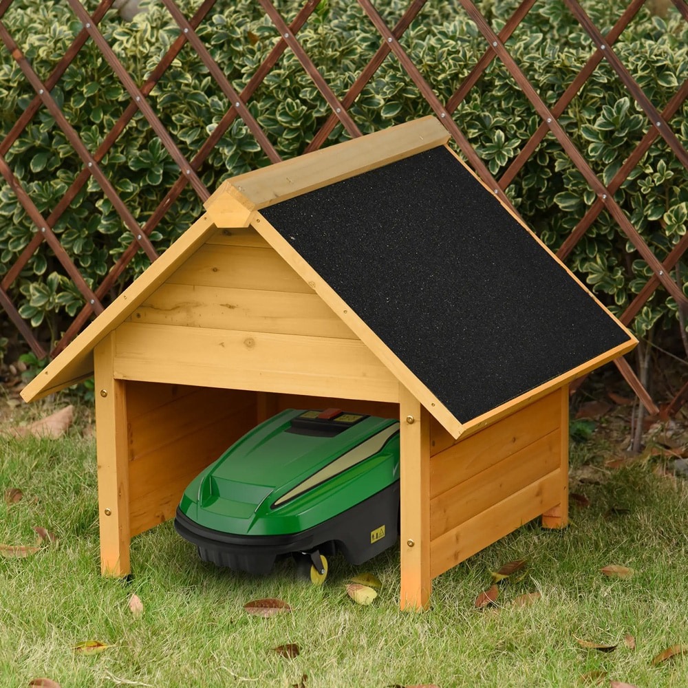 Trægarage til robotplæneklippere / Plæneklippergarage / Beskyttelse til robotplæneklippere