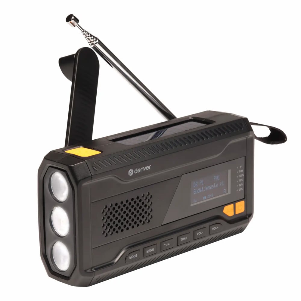 Denver SCD-2033 Håndsvingradio med solcelleopladning / DAB-radio / Nødradio