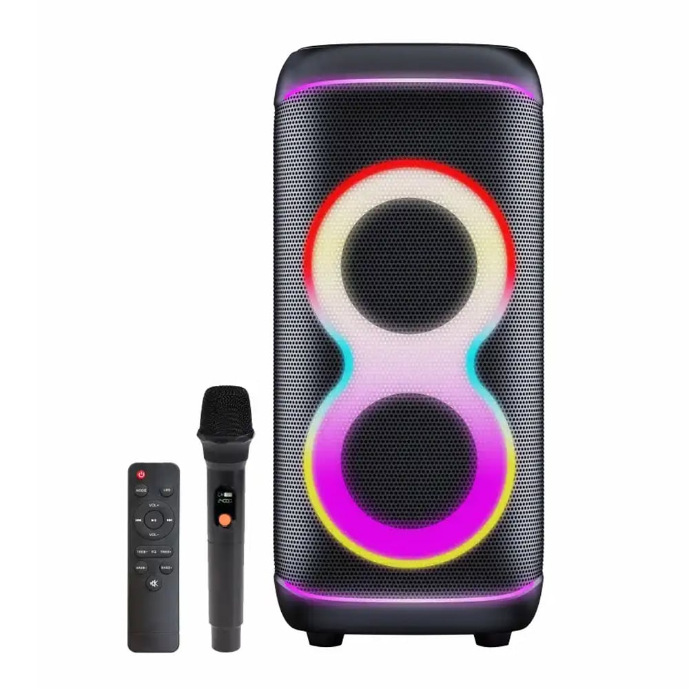 Denver BPS-370 festhøjttaler med mikrofon og LED / Bluetooth-højttaler / karaokehøjttaler