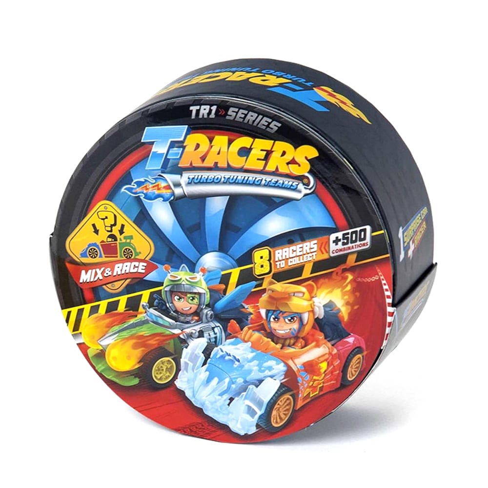 T-Racers Mix and race / Modulær racerbil med samlerfigur / Samlesæt med overraskelsesbil