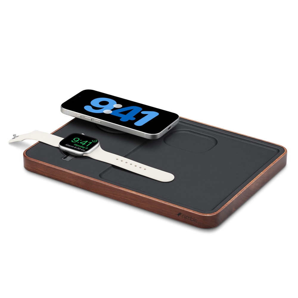 Nimble Valet 3-i-1 trådløs ladestation / Qi2-oplader til mobil, Apple Watch og AirPods – Sort