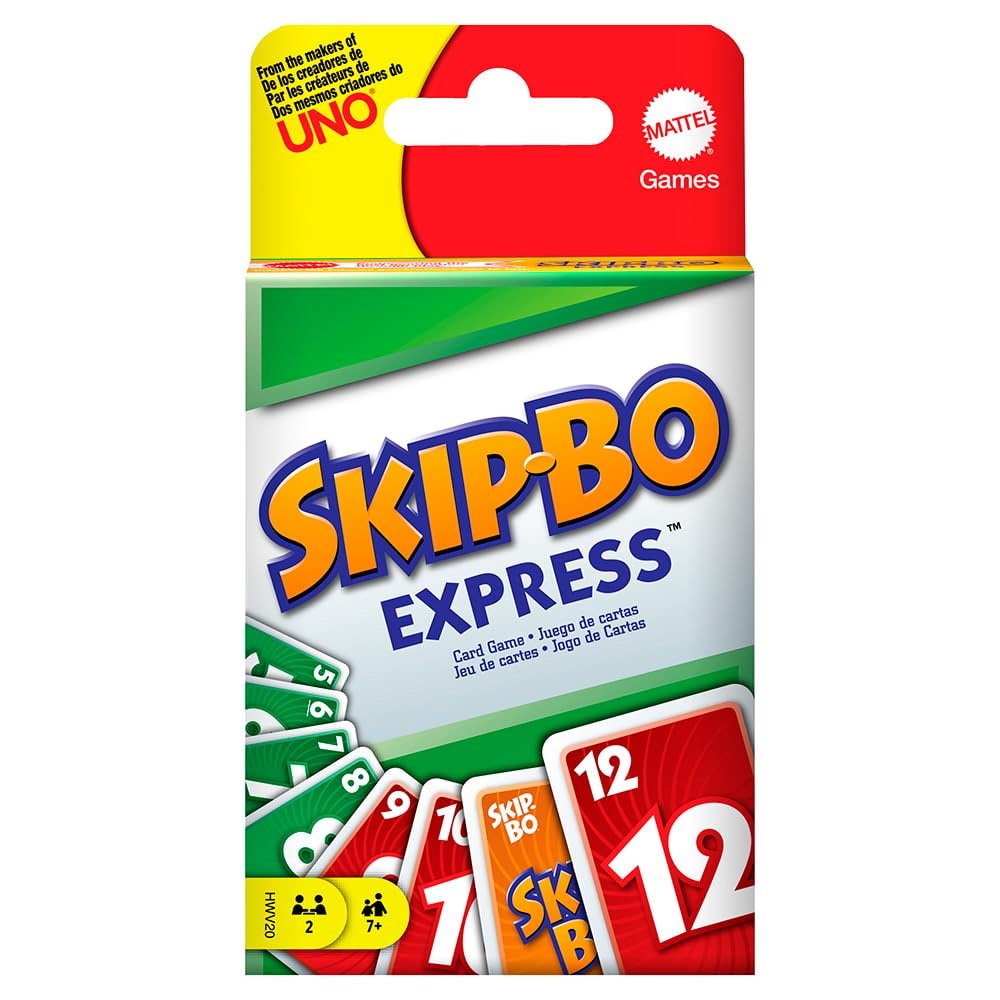 Uno Skipbo Express kortspil / Hurtigt Skip-Bo-spil til to / Rejsekortspil med stigende rækker