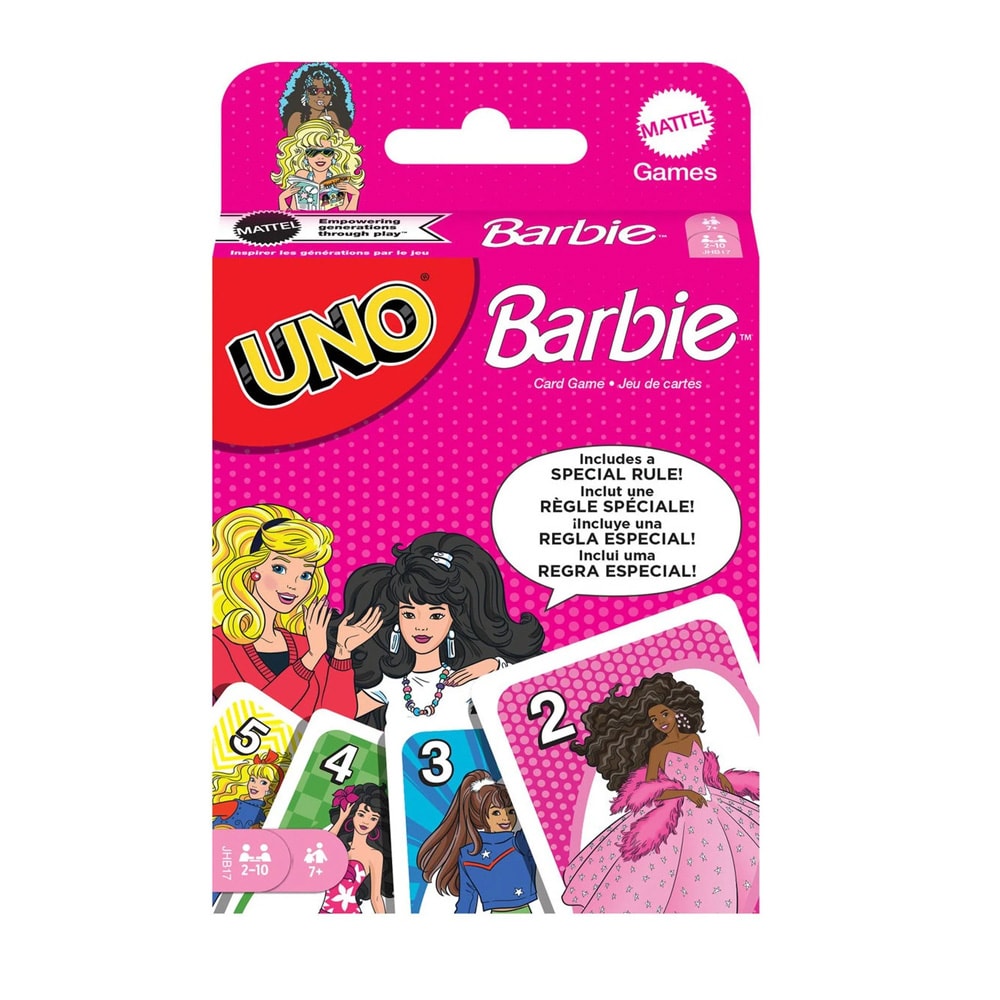 Uno Barbie-kortspil / Familiespil med Barbie-tema / Samlerkortspil med »Hi Barbie«-reglen