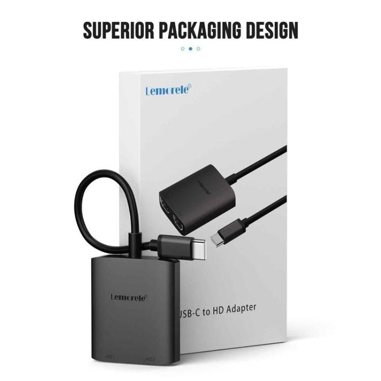 Lemorele TC21 USB-C-hub / Type-C-adapter med flere porte til dataoverførsel – Grå