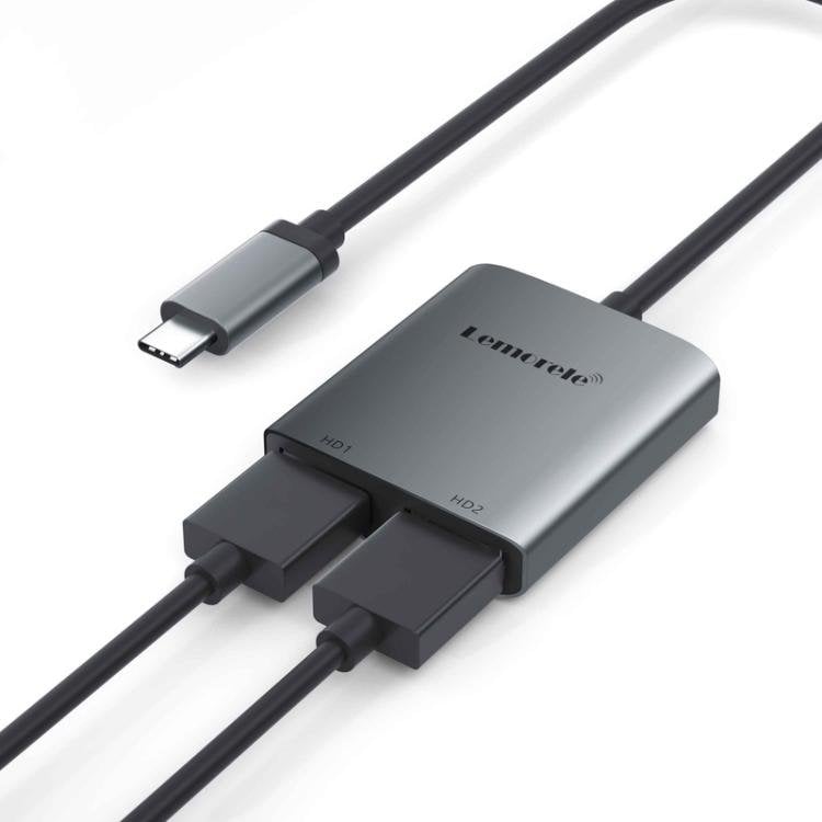 Lemorele TC21 USB-C-hub / Type-C-adapter med flere porte til dataoverførsel – Grå