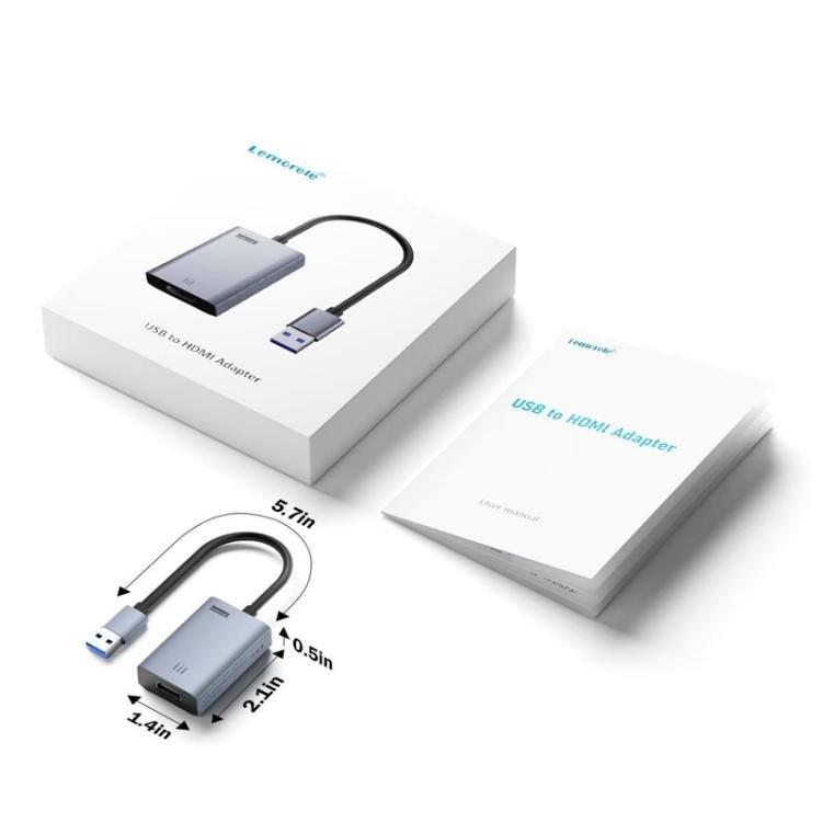 Lemorele LC06 Plus USB til HDMI-adapter / videoadapter til skærm, TV og projektor