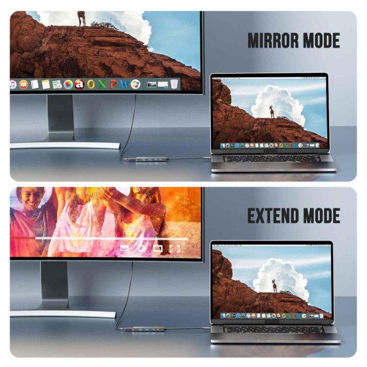 Lemorele TC22L 5-i-1 USB-C-dockingstation / USB-C-hub med 4K HDMI, Gigabit Ethernet og 100 W PD-opladning