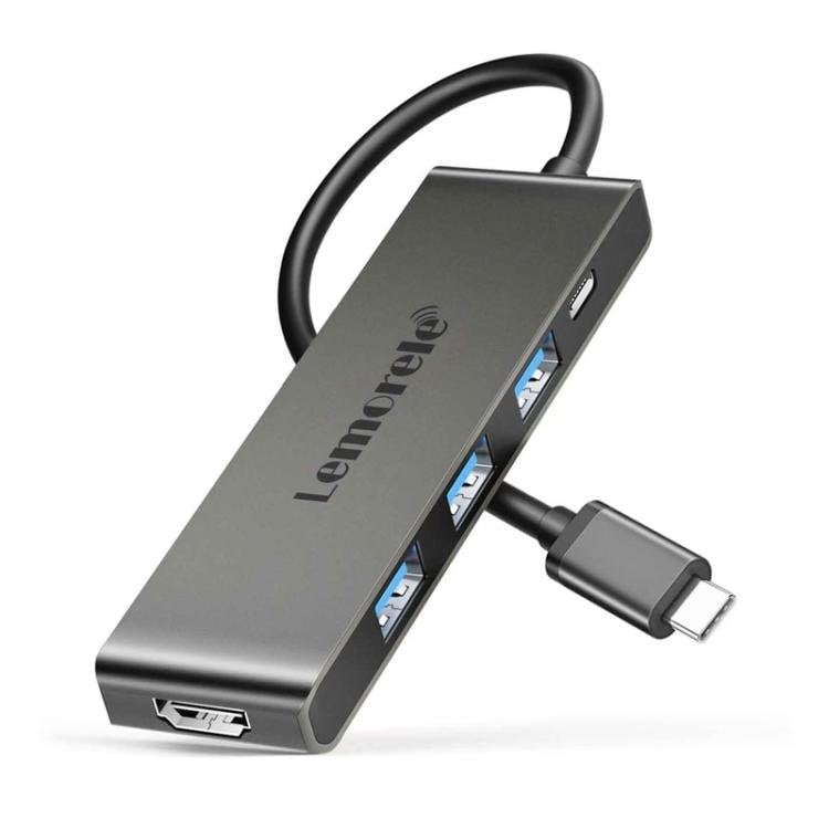 Lemorele TC22L 5-i-1 USB-C-dockingstation / USB-C-hub med 4K HDMI, Gigabit Ethernet og 100 W PD-opladning