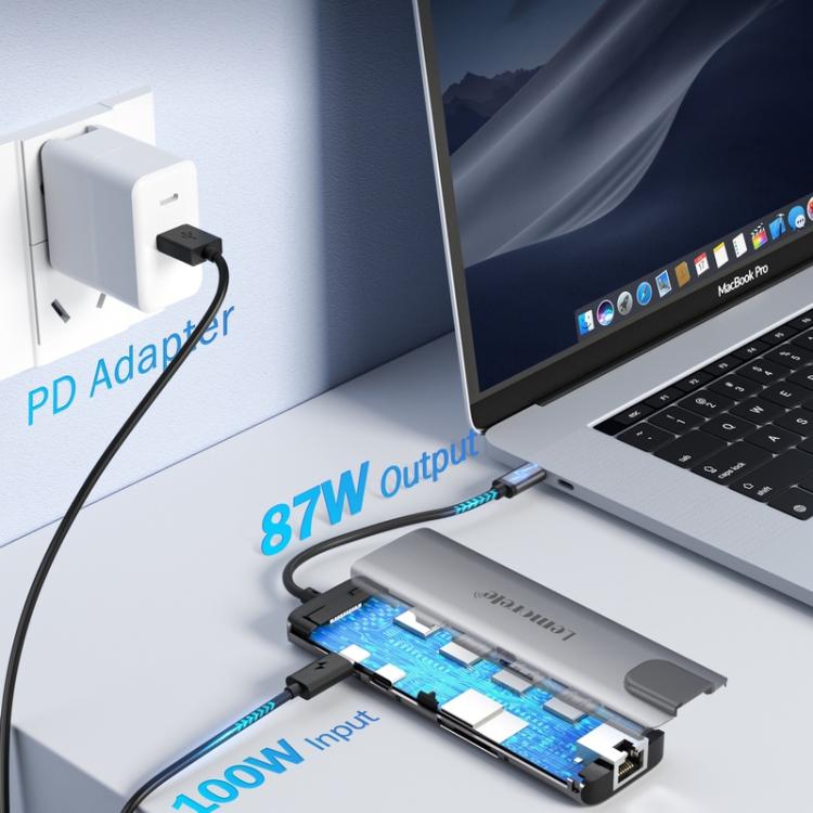 Lemorele TC39 9-i-1 USB-C-dockingstation / USB-C-hub med 4K HDMI, Gigabit Ethernet og 100 W PD-opladning
