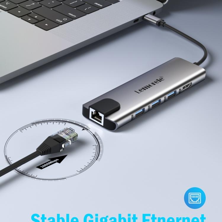 Lemorele TC39 9-i-1 USB-C-dockingstation / USB-C-hub med 4K HDMI, Gigabit Ethernet og 100 W PD-opladning