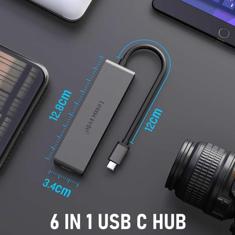 Lemorele TC23L 6-i-1 USB-C-dockingstation / USB-C-hub med 4K HDMI, Gigabit Ethernet og 100 W PD-opladning