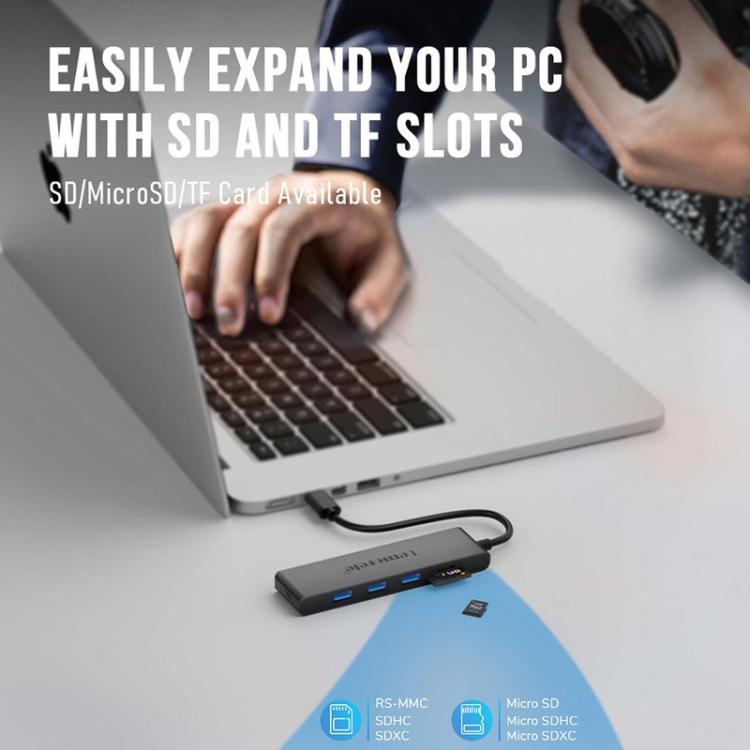 Lemorele TC23L 6-i-1 USB-C-dockingstation / USB-C-hub med 4K HDMI, Gigabit Ethernet og 100 W PD-opladning