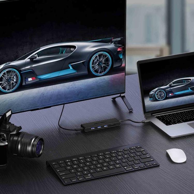 Lemorele TC23L 6-i-1 USB-C-dockingstation / USB-C-hub med 4K HDMI, Gigabit Ethernet og 100 W PD-opladning