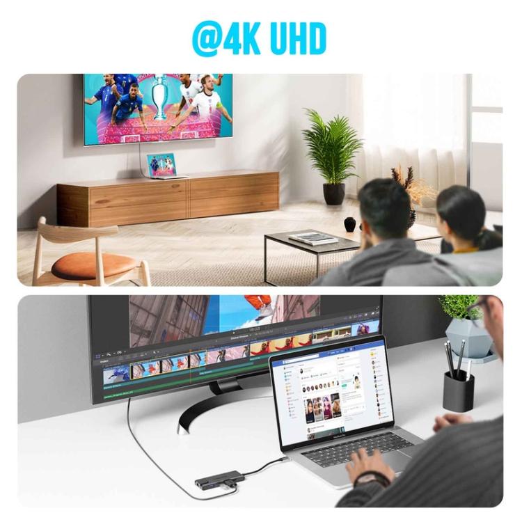 Lemorele TC24L 5-i-1 USB-C-dockingstation / USB-C-hub med 4K HDMI, USB 3.0, USB 2.0 og 100 W PD