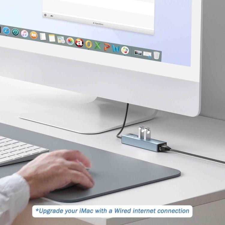 Lemorele USB-C-hub TC43L 4-i-1 med Gigabit Ethernet og USB / USB-C-adapter / Netværkshub