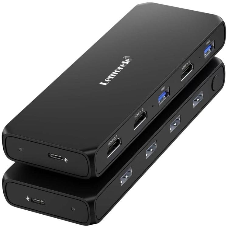 Lemorele KVM-switch G98 til deling af skærm, tastatur og mus / KVM-switch / Computerswitch