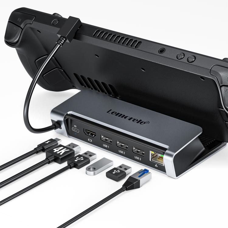 Lemorele X23L 6-i-1-dockingstation med HDMI 4K, kortlæser og 100 W PD / USB-C-hub / PC-hub