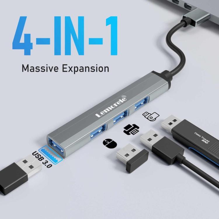 Lemorele USB-C-hub TC53 med 4 USB-porte / USB-portfordeler / USB-C-forgrener