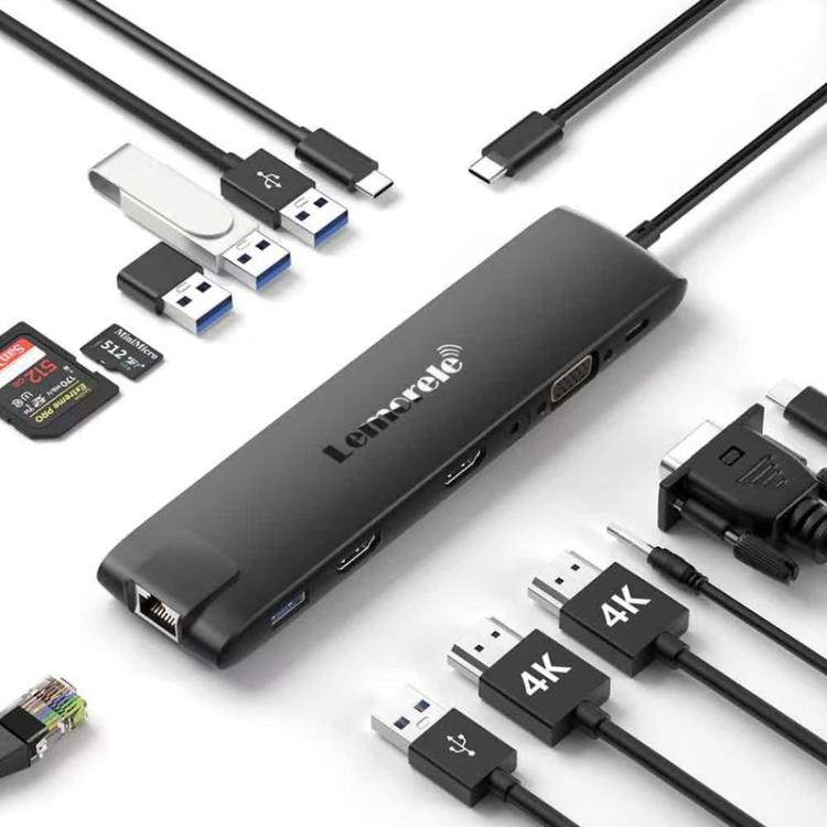 Lemorele TC96 USB-C-dockingstation med HDMI 4K, Ethernet og PD-opladning / USB-dockingstation / PC-hub