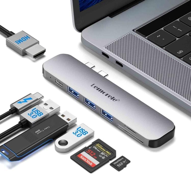 Lemorele TC52 7-i-2-dockingstation med HDMI 4K og 100 W PD / USB-C-hub / Multiportadapter