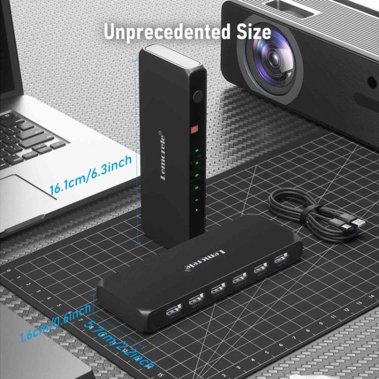Lemorele HDMI-switch G96 5-indgange, 1-udgang, 4K med fjernbetjening – HDMI-switch – 5-ports switch