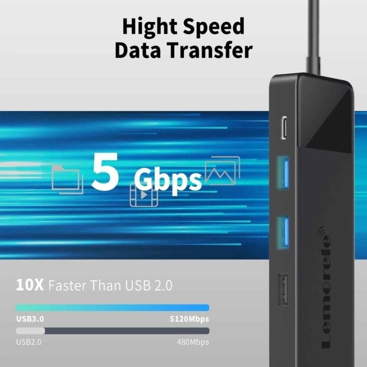 Lemorele TC100 13-i-1-dockingstation med HDMI, Gigabit Ethernet og PD-opladning / Dockingstation / Hub