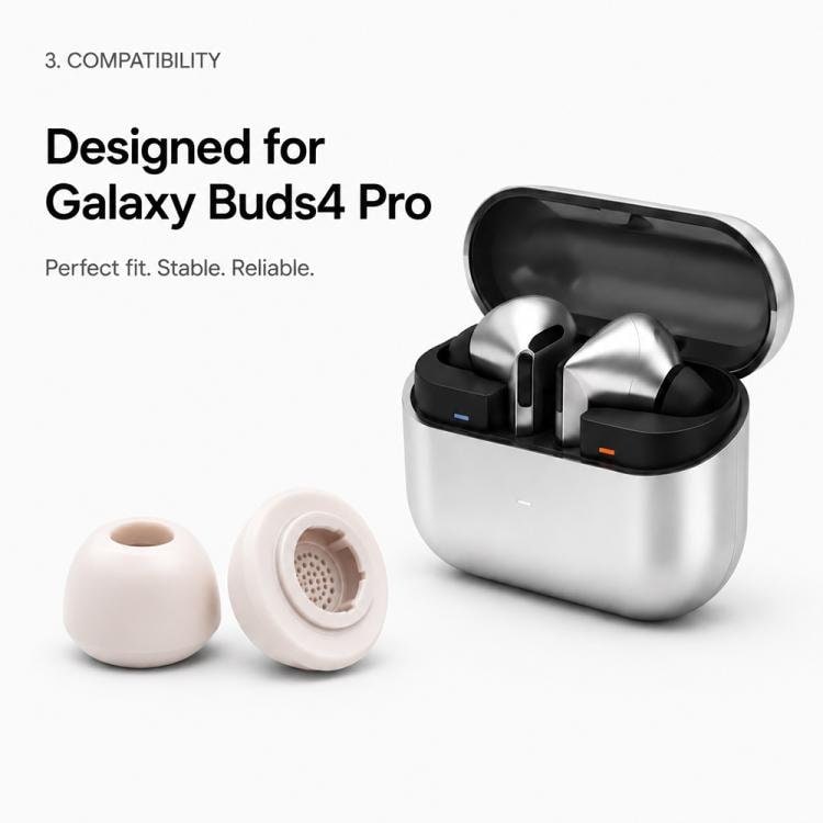 Silikone-ørepropper, 3 par med opbevaringsæske til Galaxy Buds3/Buds4 Pro – Dammrosa / Ørepropper