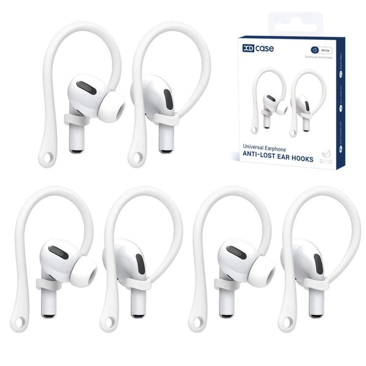 Ørekroge i silikone, 3 par til AirPods og Galaxy Buds – Hvid / Hovedtelefonkroge / Ørebøjler