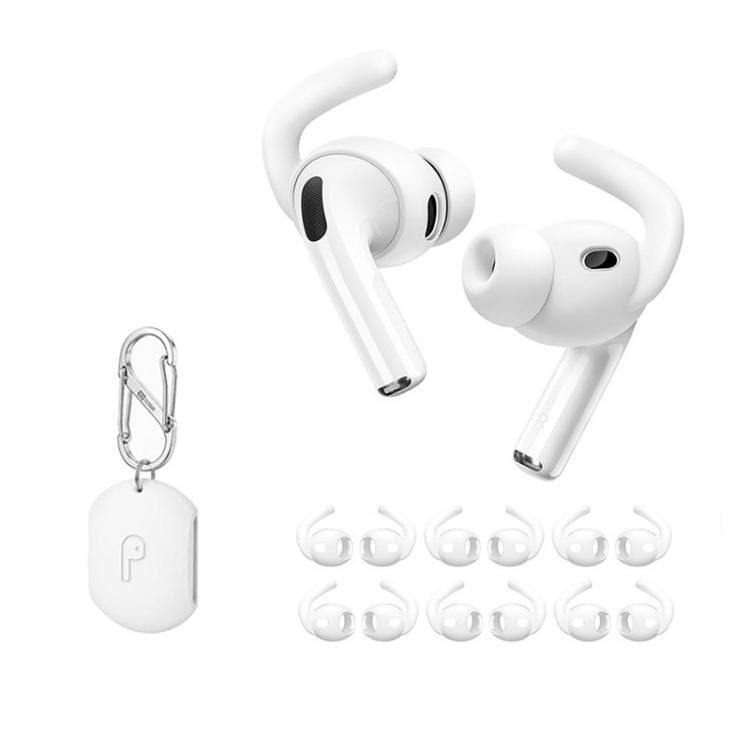 Silikone-sportshylstre, 6 par med opbevaringsæske til AirPods Pro 3 – Hvid / Sportsbeskyttelse / Hylstre