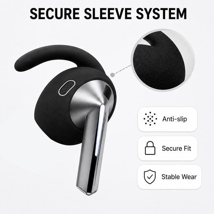 Sportsæt med ørekroge og faldsikret bånd til Galaxy Buds3 Pro – Svart / Øresæt / Sportsbeskyttelse