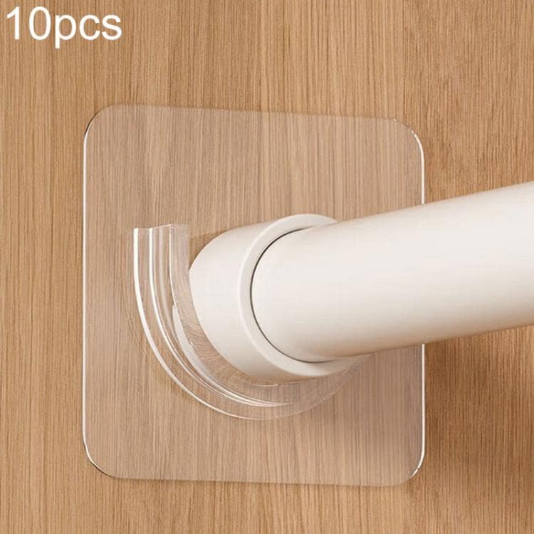 Selvklæbende holdere til teleskopstænger, 10-pak, op til 4,5 cm – Gennemsigtig / Stangholder / Klips