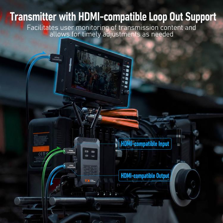 Lemorele R1100 trådløs HDMI-sender / 1080p videosender med op til 200 m rækkevidde og HDMI loop out