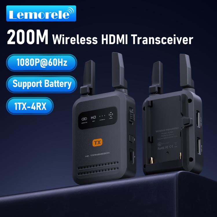 Lemorele R5000 trådløs HDMI-sender / 1080p videosender med HDMI loop out og op til 200 m rækkevidde