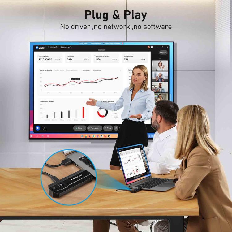 Lemorele P50 trådløst HDMI-præsentationssæt / 4K præsentationssystem med 8 sendere