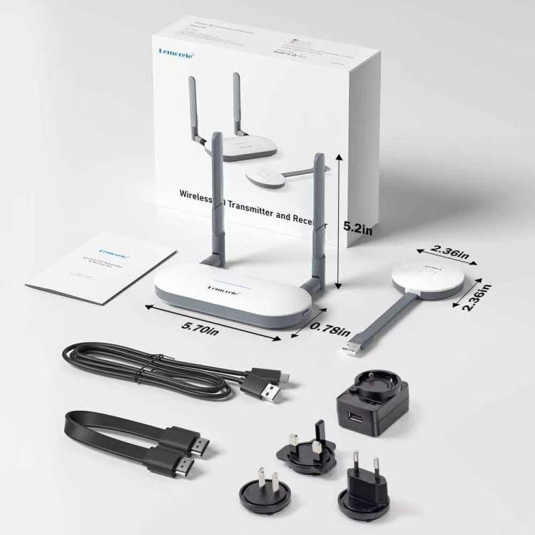 Lemorele G60 trådløst USB-A præsentationssæt / 1080p sender og modtager med HDMI, VGA og lydudgang