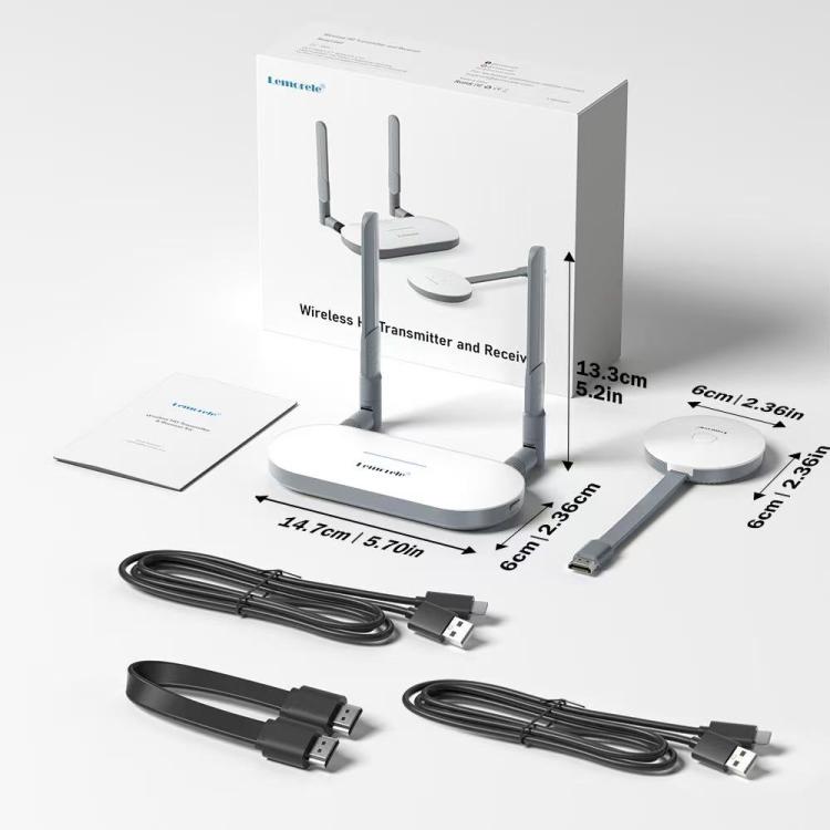 Lemorele G52R1 trådløst HDMI-sendersæt / 1080p sender og modtager med HDMI, VGA og lydudgang
