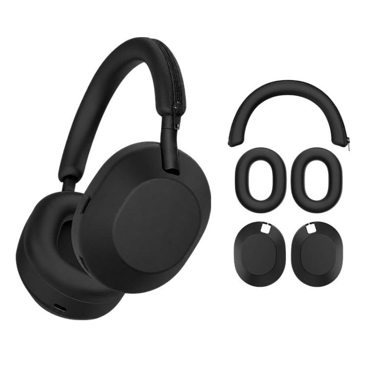 3-i-1 silikonebeskyttelsesetui til Sony WH-1000XM6 – Svart / Hovedtelefonbeskyttelse / Silikoneetui