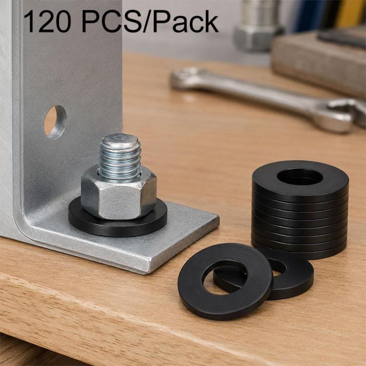 120-pak afstandsskiver i nylon / nylonskiver / washers i 5 størrelser – Sort