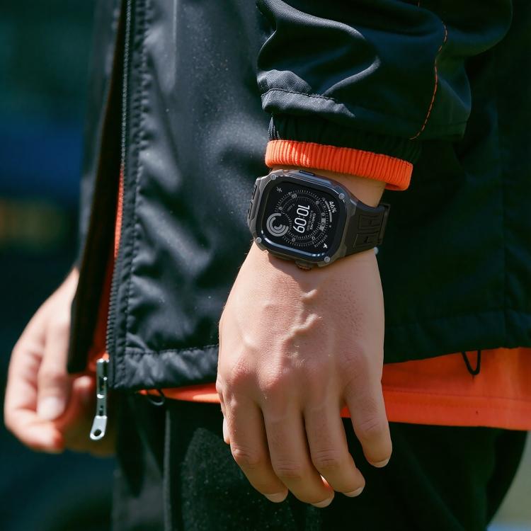 Urem i silikone med metalramme til Apple Watch Ultra 49 mm – Svart / Urem / Silikone-rem