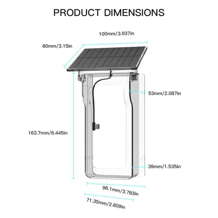 Smart dørklokke med kamera / solcellepanel, PIR-sensor, tovejskommunikation og modtager