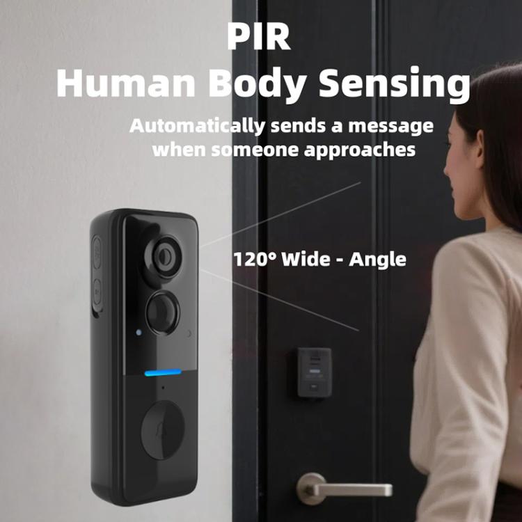 Smart dørklokke med kamera / solcellepanel, PIR-sensor, tovejskommunikation og modtager
