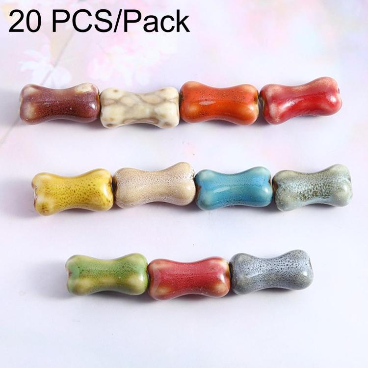 Keramiske perler i form af hundeknogler, 18x9 mm, 20-pak – Blandede farver / Smykkepærler / DIY-perler