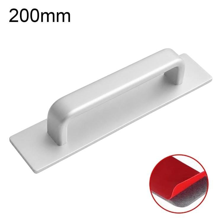 Håndtag i aluminium, uden huller, bredde 200 mm – Sølv / Møbelhåndtag / Skabshåndtag