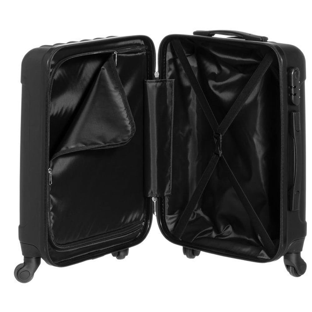 Kabinekuffert 40×22×54 cm / hård kuffert med 4 hjul og kombinationslås – Sort
