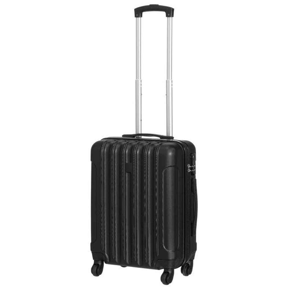 Kabinekuffert 40×22×54 cm / hård kuffert med 4 hjul og kombinationslås – Sort