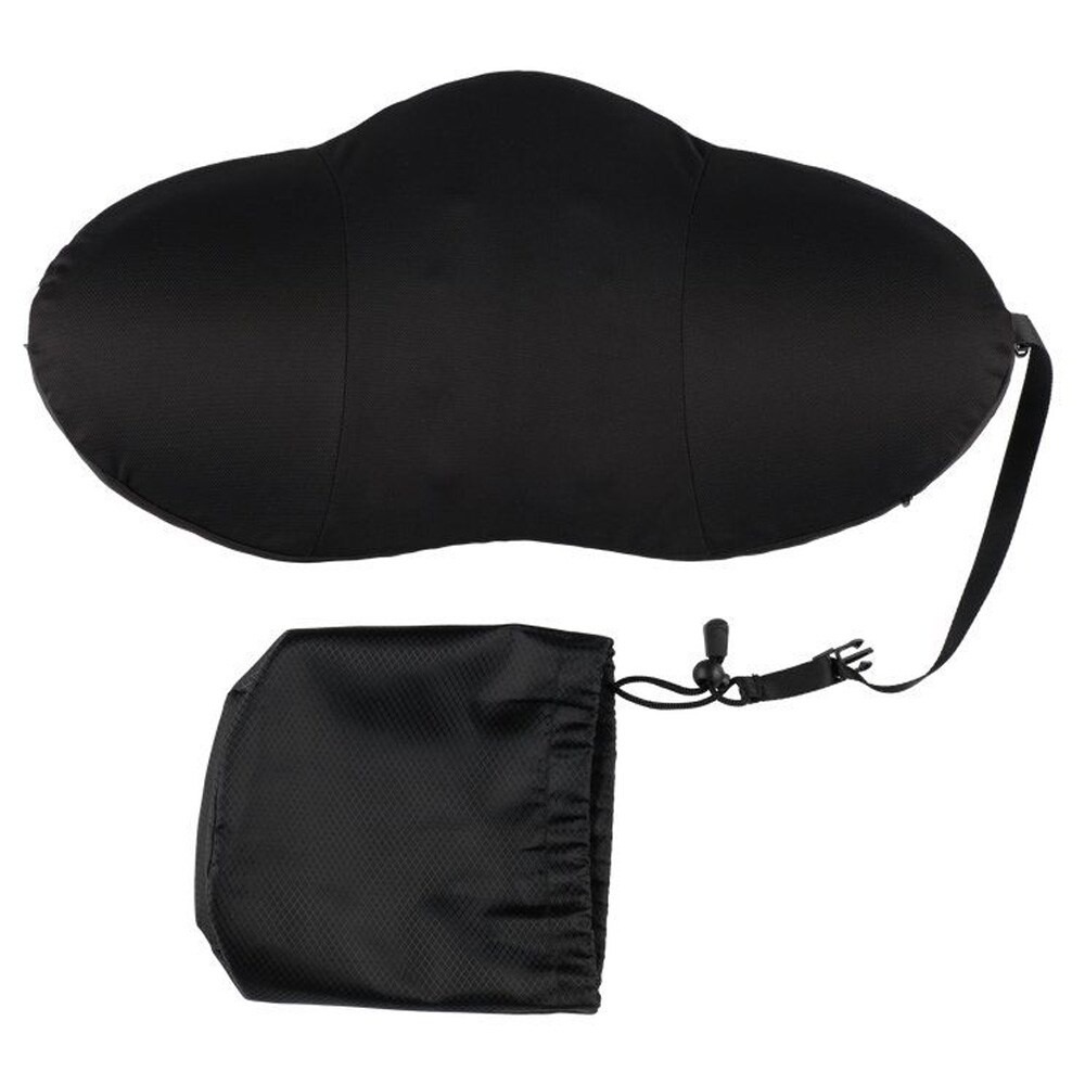 Lændepude / nakkepude i memory foam / støttepude 50×13×25 cm med bæretaske – Sort