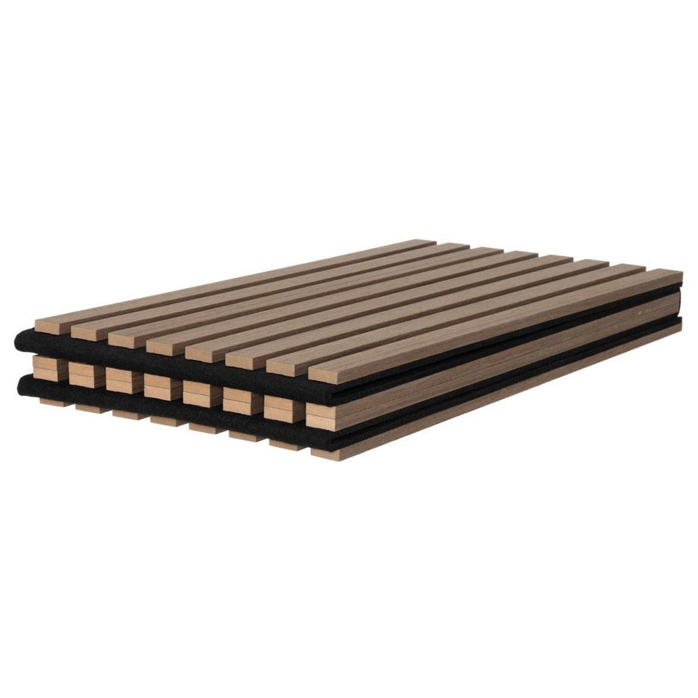 Akustisk vægpanel 32 x 240 cm – Valnød / Akustikpanel / Lydabsorberende ribbepanel i MDF