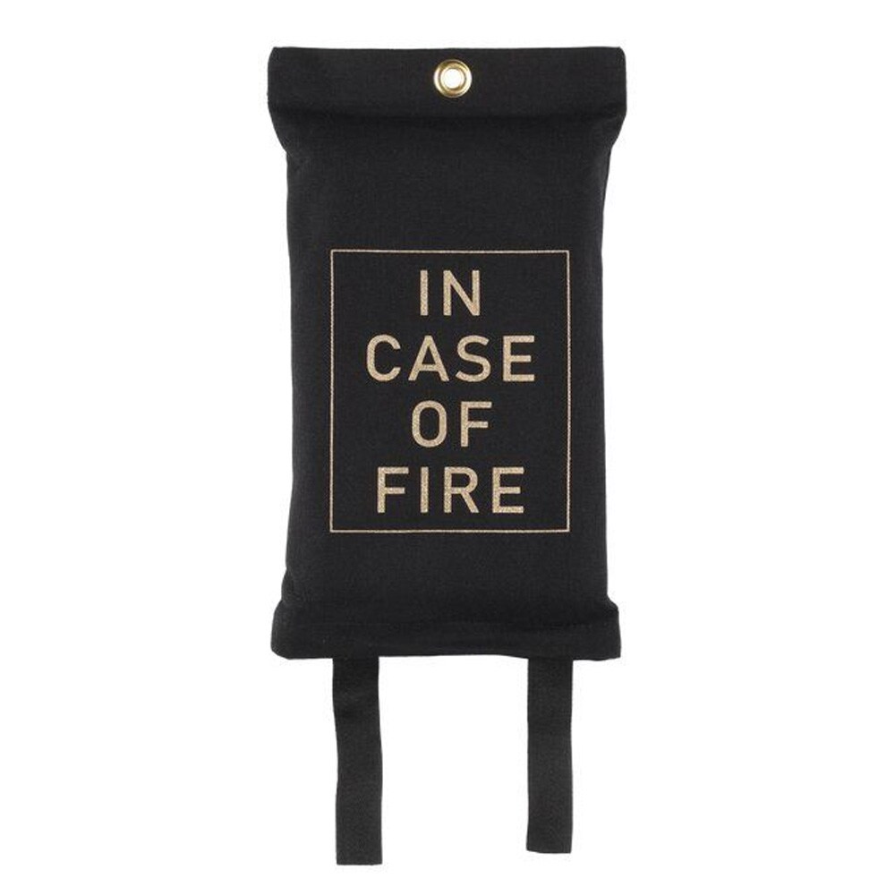 Brandtæppe »In Case Of Fire« 120 x 180 cm – Svart / Slukketæppe / Brandsikring til hjemmet og køkkenet